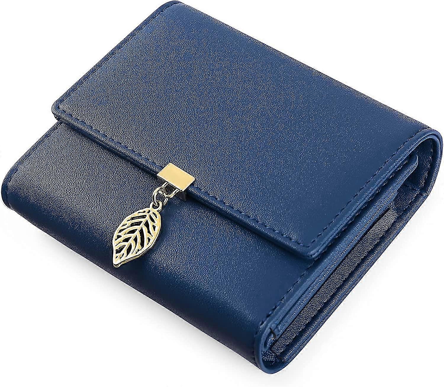 ロイヤルブルー-PUレザーデリケートリーフペンダント女性小銭入れ、6クレジットカードスロット付きジッパー小銭入れ(1個)