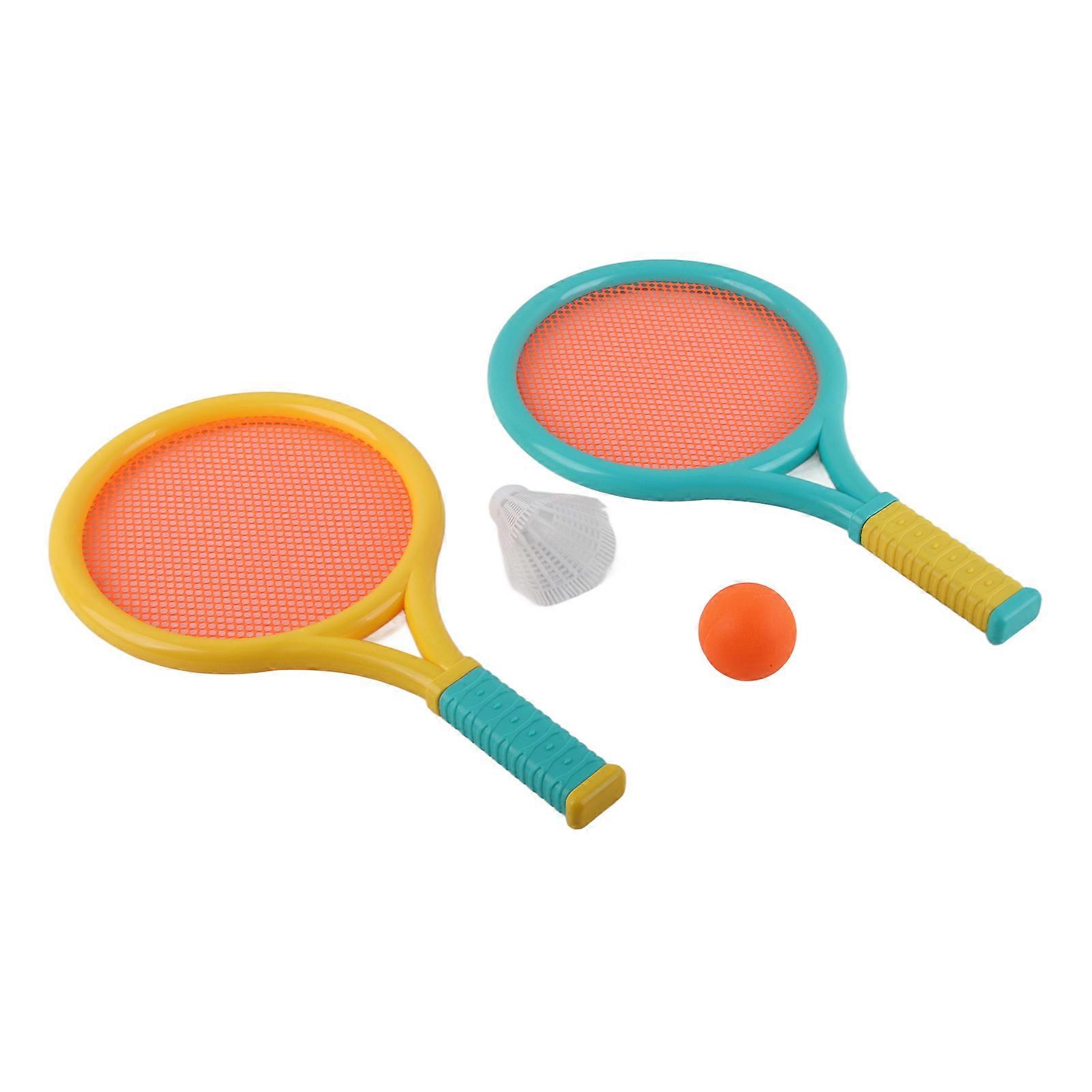 Badminton Racket Set for Kids - Slip Resistant, Durable, Elastic - Portable - 2 Rackets, 2 Balls (Blue/Yellow)