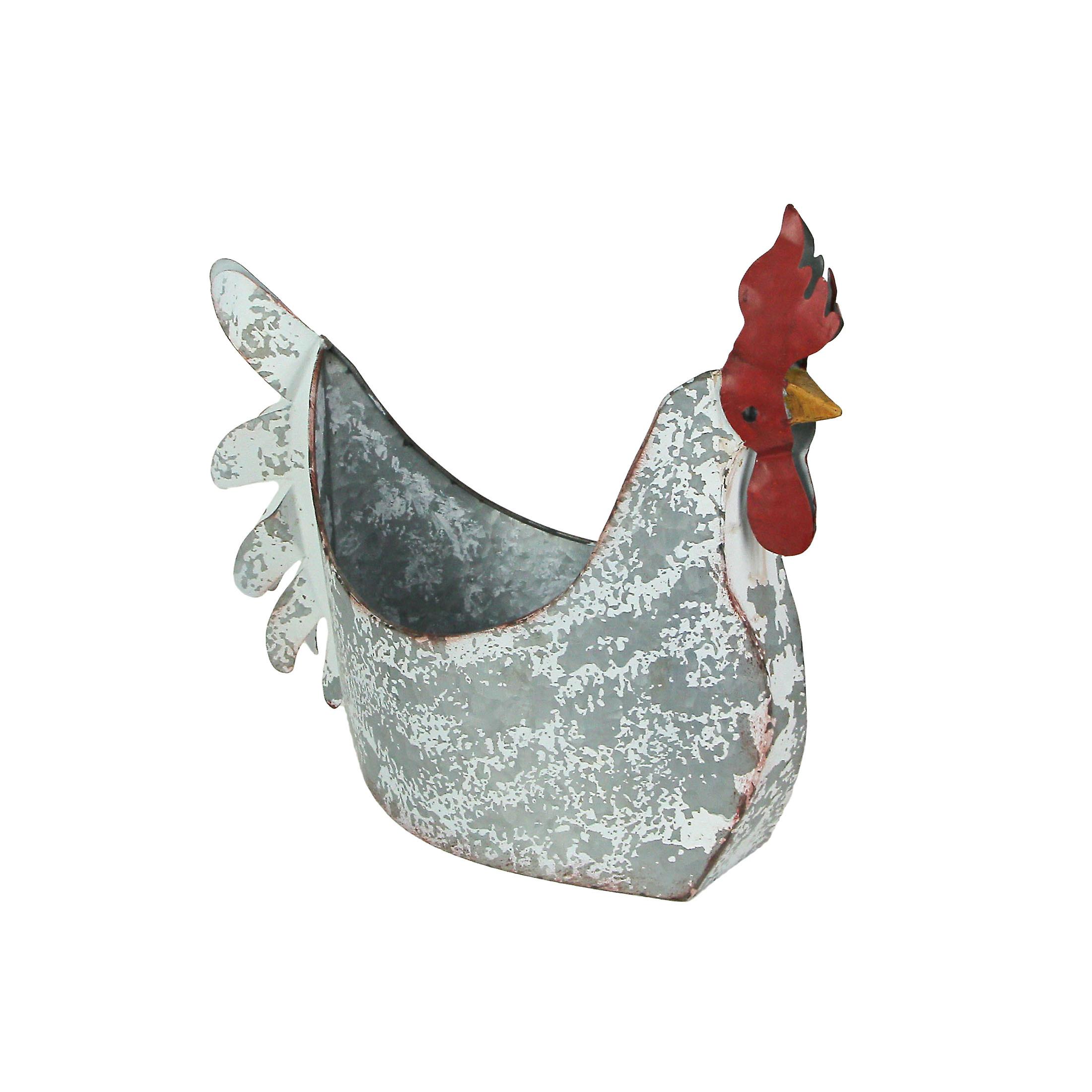 Galvanized Metal Indoor/outdoor Rooster Planter
