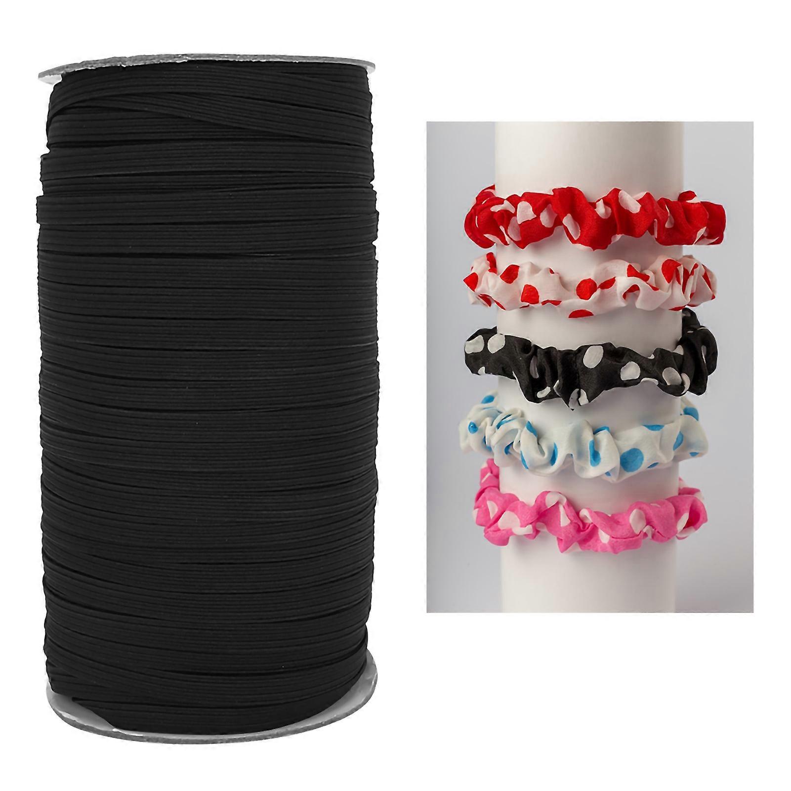 0.6cm 90m/Roll Flat Elastic Cords Stretchy Threads Cable Strings compatible DIY Cloth CraftBlack
