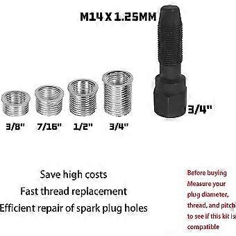 M14x1.25mm Spark Plug Helicoil Rethreader Thread Reamer Repair Kit w/ 4