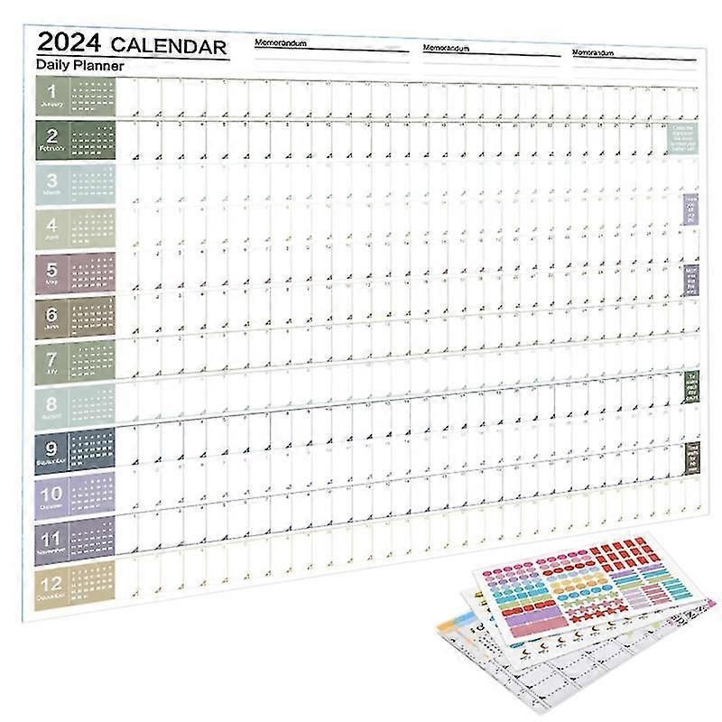 2024 Yearly Wall Calendar Daily Planner Portable Functional Annual Calendar Portable Versatile Memo YGWL