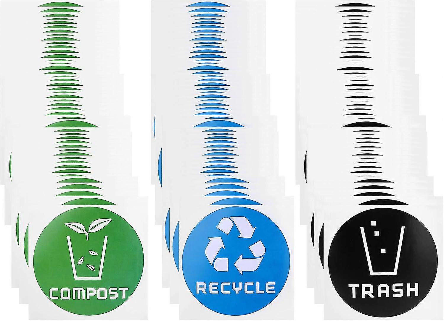 60PcsSet Round Trash Label Sticker Decal for Trash Cans Garbage Containers and Recycle Bins
