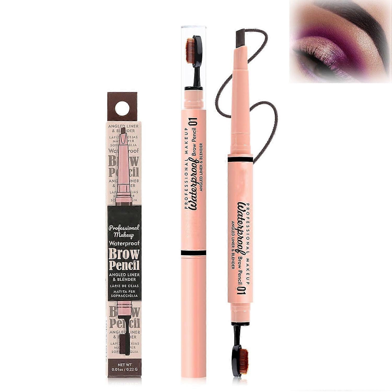 Crayon à sourcils à double extrémité 2 en 1 avec pointe de remplacement, remplissage de pointe Micro Percision et définit les sourcils, stylo à sourcils Micro imperméable à l’eau, pas besoin d’aiguiser