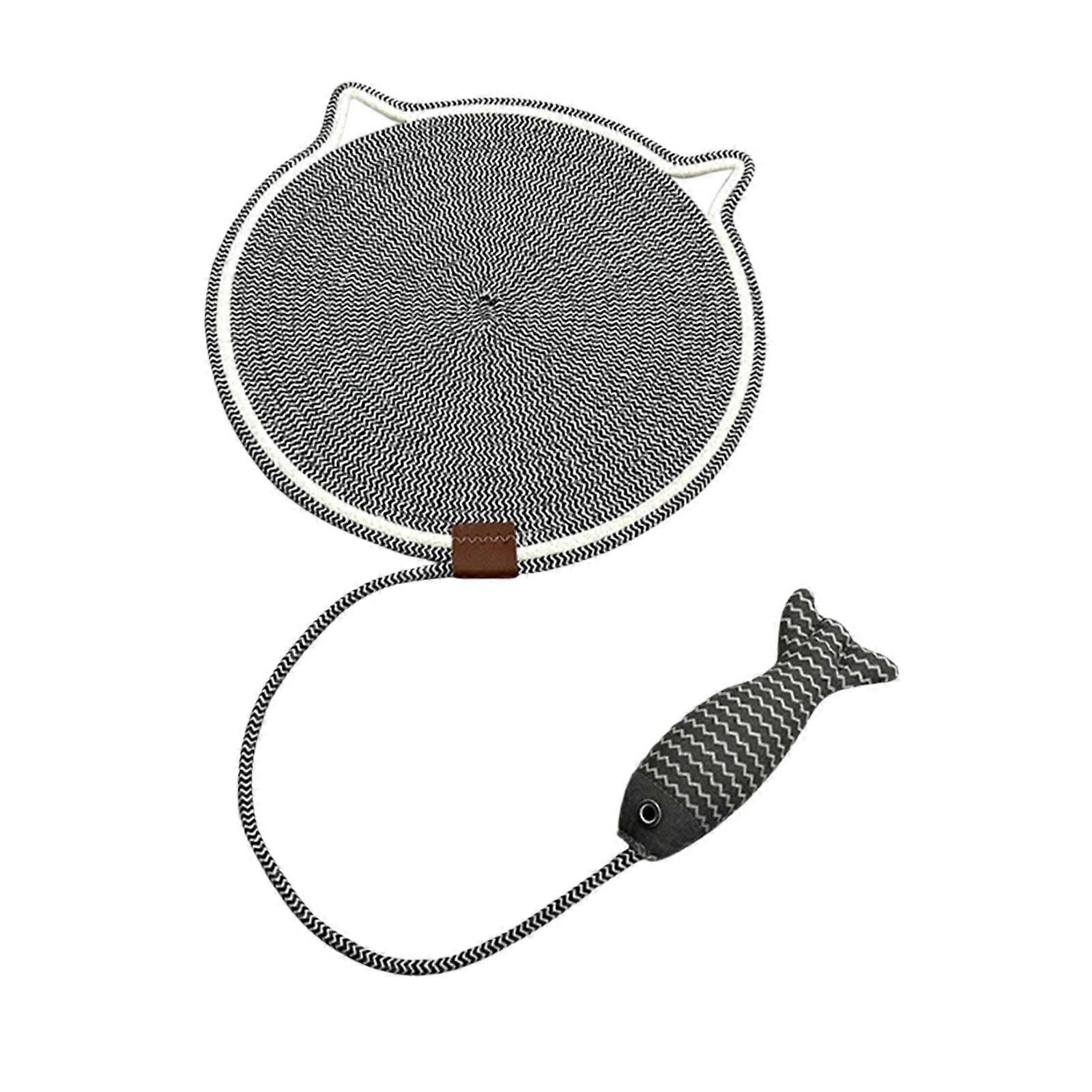 Cat Scratcher Mat με Fishy Ball Toy Οριζόντια για Καναπέ Δαπέδου Γάτες Εσωτερικού Χώρου M μαύρο