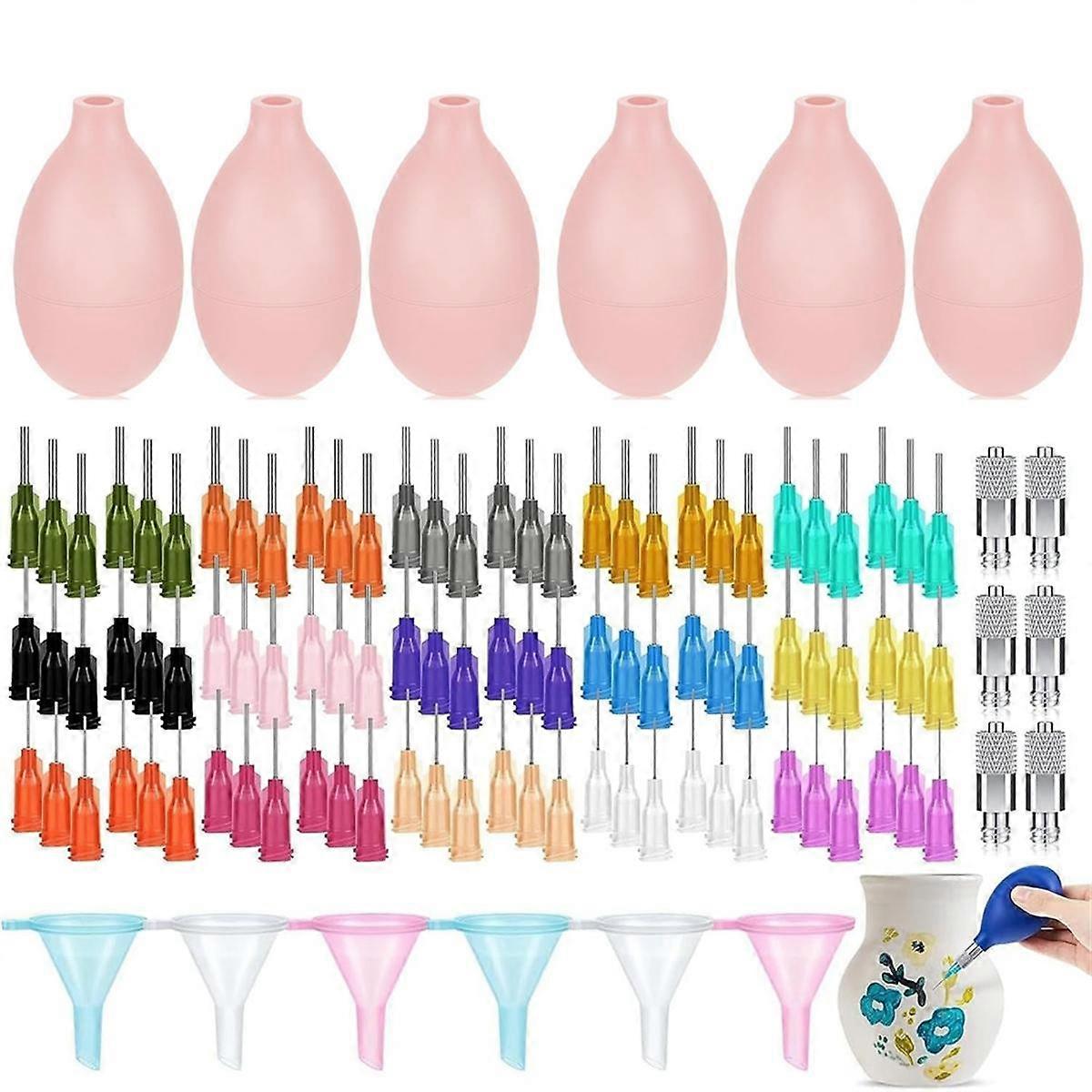 108 stk Skid Trailer Flasker for keramikk sett med 6Pottery Precision Applicator Applicator Flasker for leire keramikk verktøy