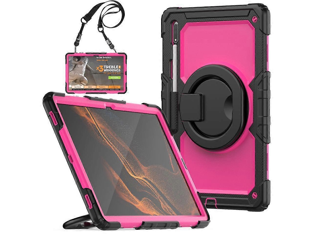 Samsung Galaxy Tab S8 Ultra 14.6" Case Model SM-X900 SM-X906 with S Pen Holder, Heavy Duty Shockproof Protective Cover with Rotating Kickstand & Shoul