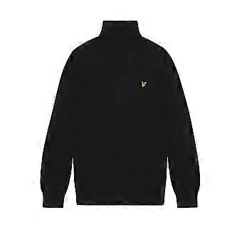 Herren Lyle & Scott Cotton Merino Rollkragenpullover Tiefschwarz