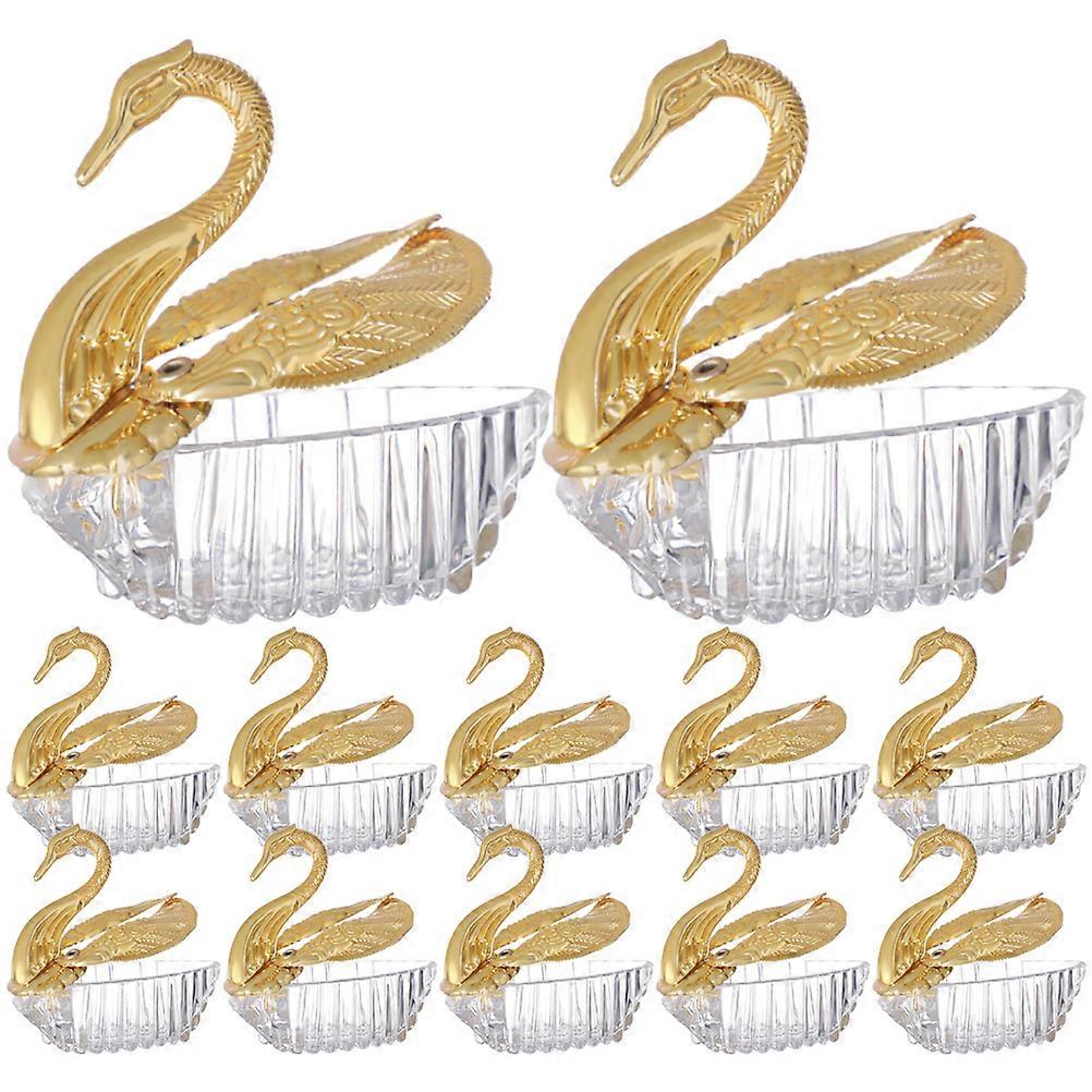 12pcs Exquisite Swan Pattern Candy Storage Box Party Use Decorative Plastic Case Home Decor Supply