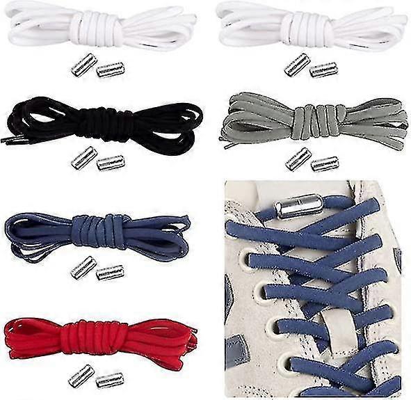 Universal Elastic Shoelaces with Metal Button Closure System - 6 Pairs
