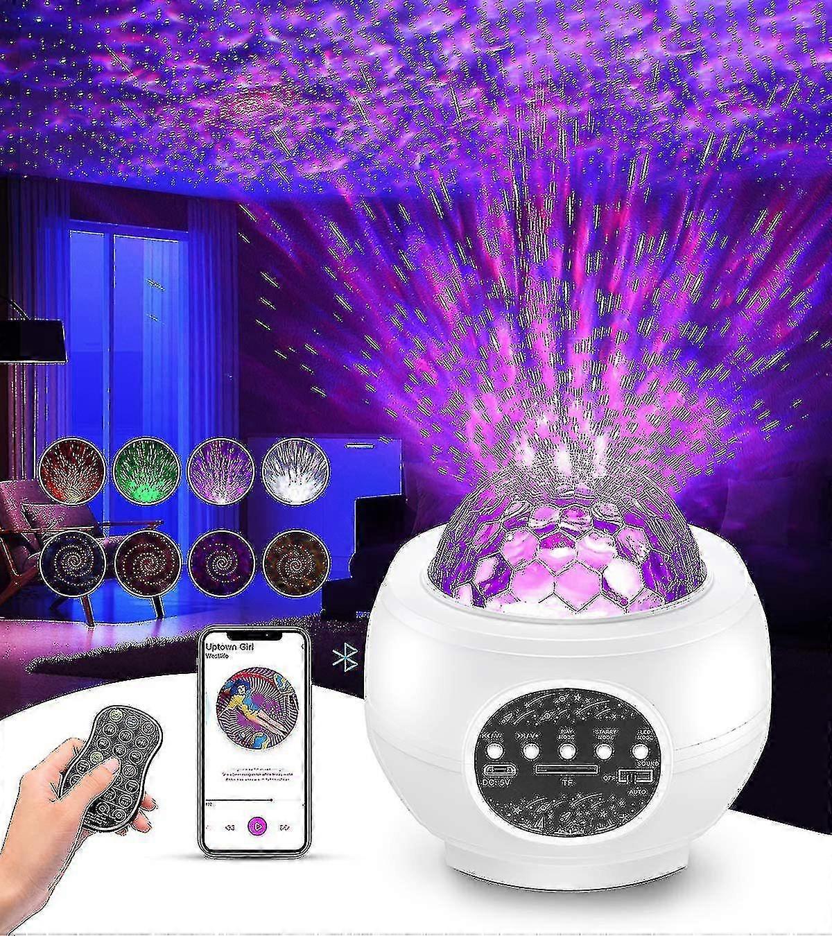 Star Projector Ocean Wave Kids Night Light, 360 Rotation With Tooth Music Player For Kids And Adults(white)