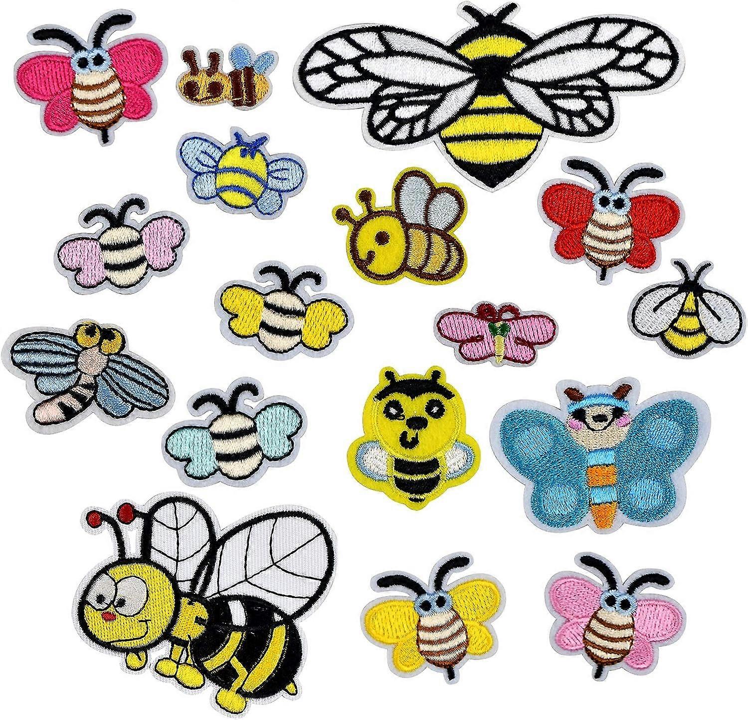 Iron-On Patches 17pcs Butterfly Bee Patches Embroidery Applique DIY Patches Stickers Embroidery Sew Iron On Patch For Jeans Ve
