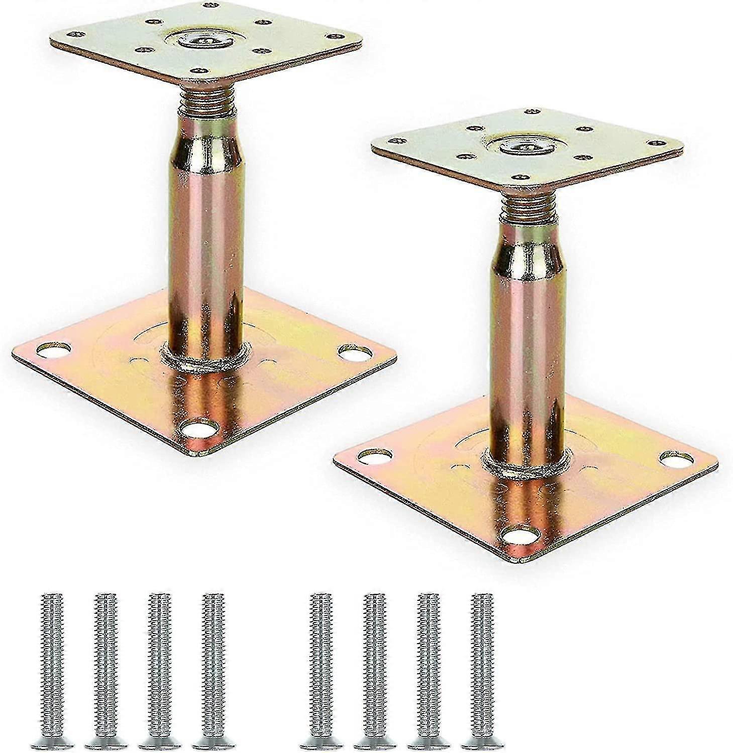 2pcs 100-150mm γαλβανισμένη διευθετήσιμη ανυψωμένη υποστήριξη βάσεων μετά, βαρέων καθηκόντων στήριξη στεγών για το κτίριο - χρυσός Jnnjv