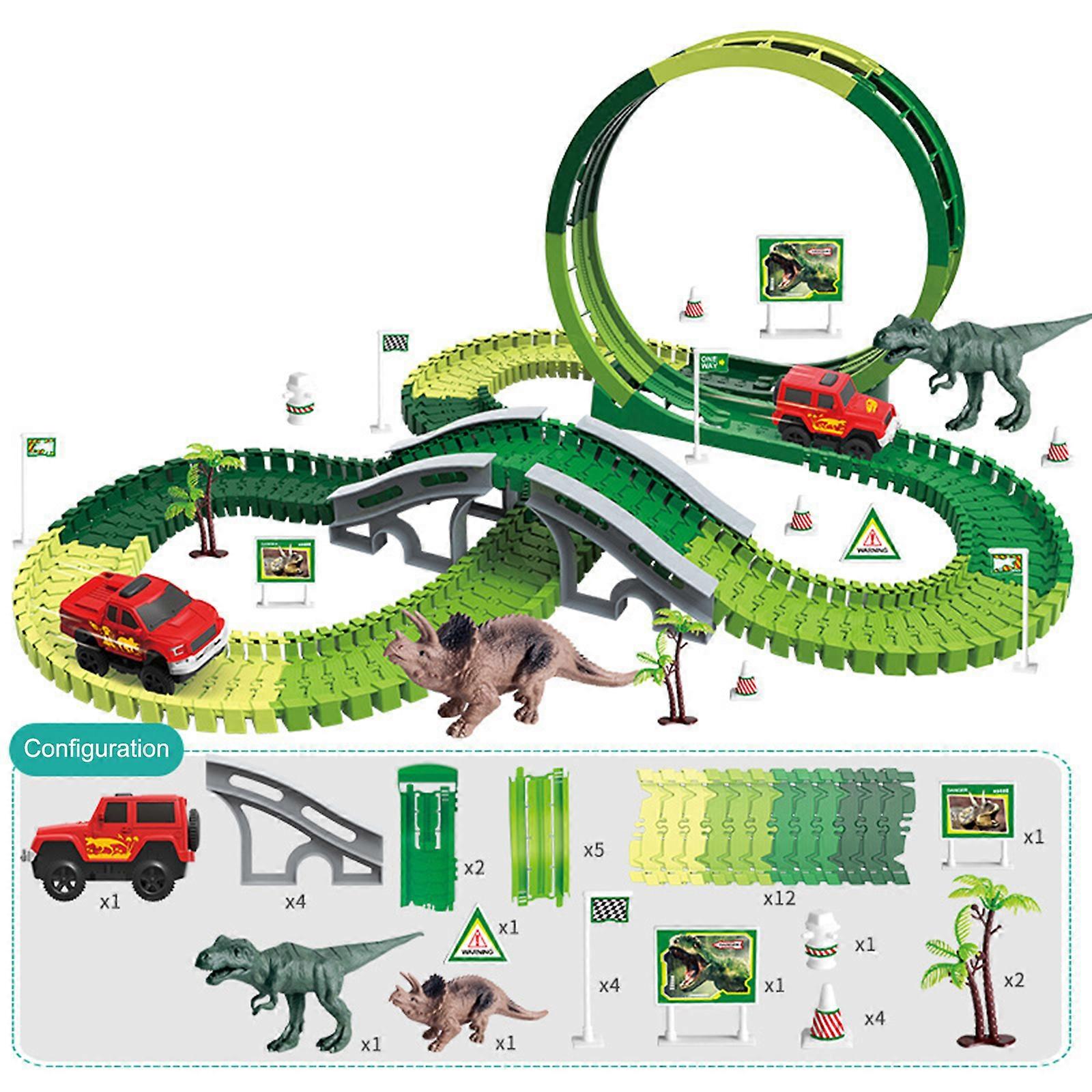 2023 New Upgraded 2023 New Flexible Dinosaur Toy Track Set with Bridges, Ramps and Electric Car Toy Sets for Toddlers