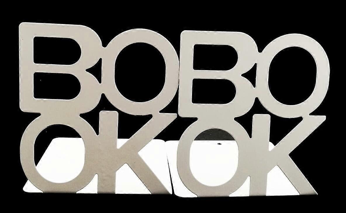 Book Shape Non-Slip Bookends for Home, Office, Kitchen (White)