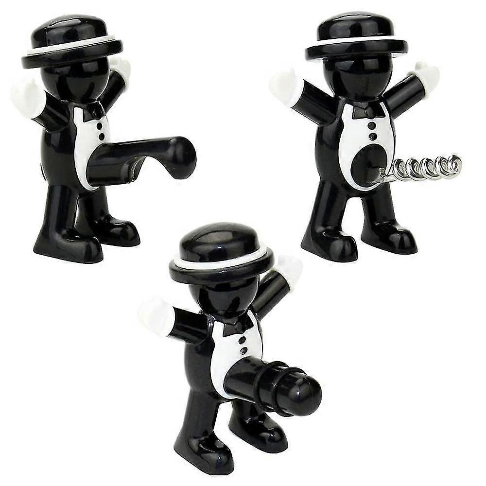 Black Gentleman Red Wine Cork Wine Bottle Opener Set 3d Little Red Man Beer Bottle Opener Red Wine Preservation Sealing Tool-MXBC