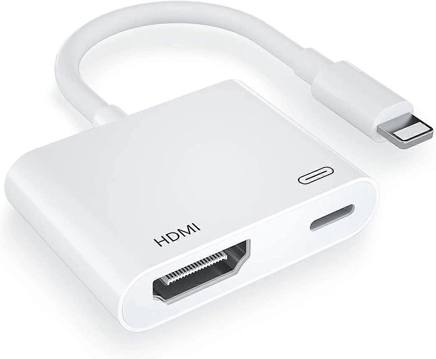 Lightning to HDMI Digital AV Adapter, 2K Digital Audio AV Adapter HDMI Sync Screen Converter with Charging Port