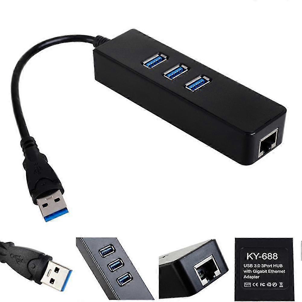 Hubs switches 3 ports usb 3.0 gigabit ethernet lan rj45 network adapter hub