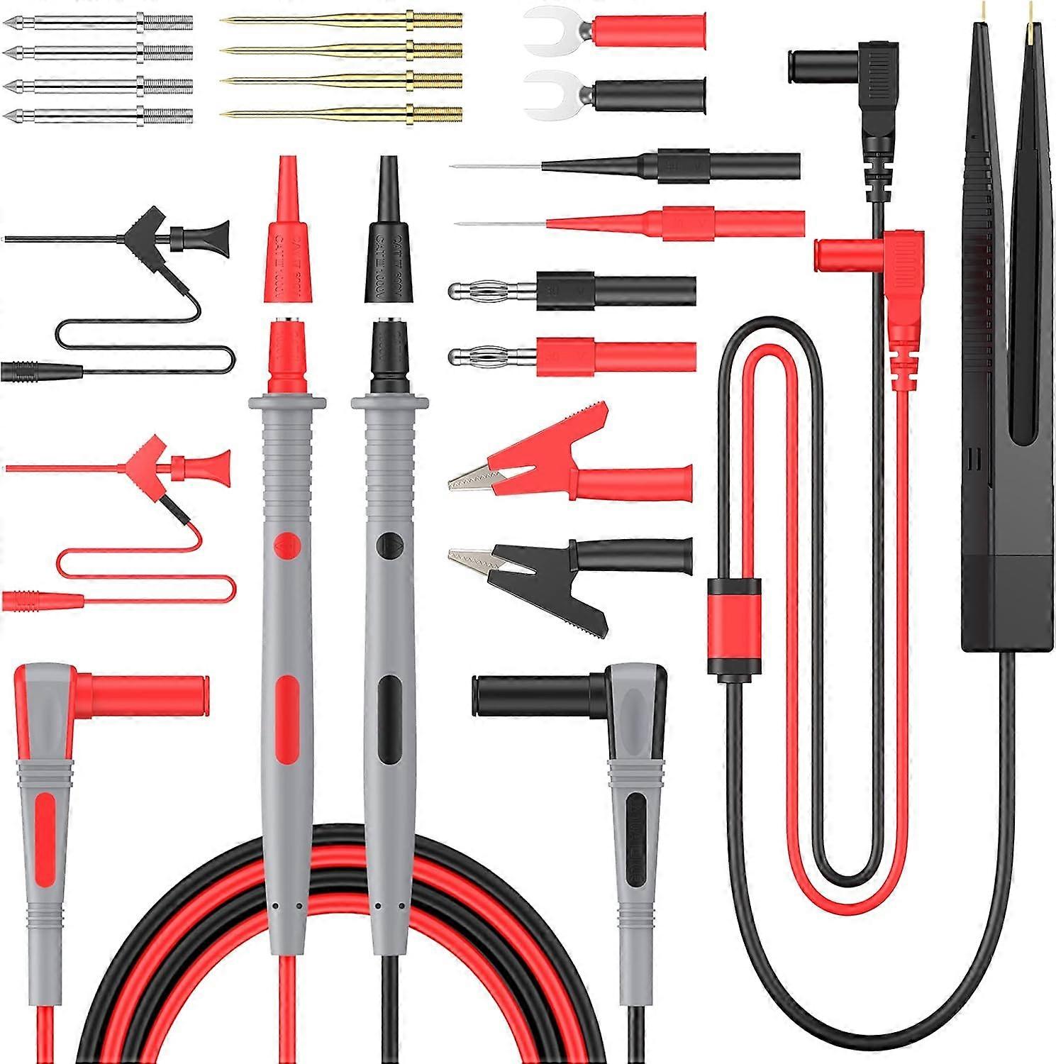 21 in 1 Multi Test Lead Kit Electrical Multimeter Test Lead with Alligator Clips Spring Probe Grabber Banana Plug for Voltage Voltmeter for Voltage Ci