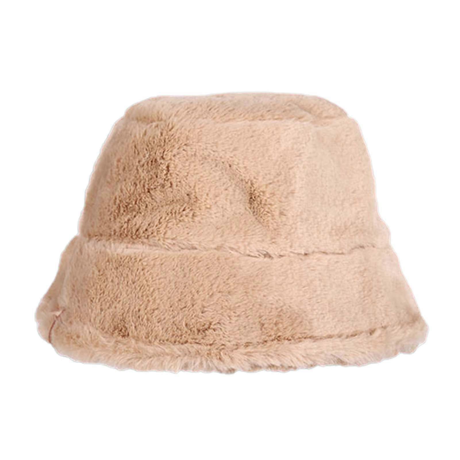 Fisherman Cap Wear Resistant Solid Color Fine Stitching Pure Color Flannel Bucket Hat for Daily Life JiKaiX