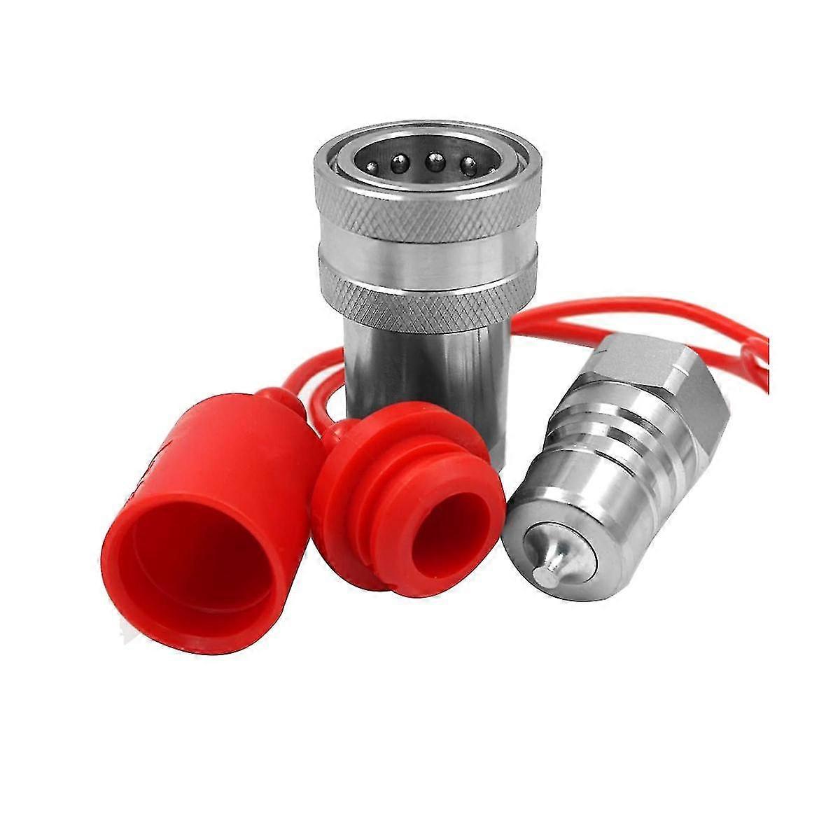 Acoplador Hidráulico NPT 3/8' Para Tractor - Conexión Rápida Con Válvula De Compuerta
