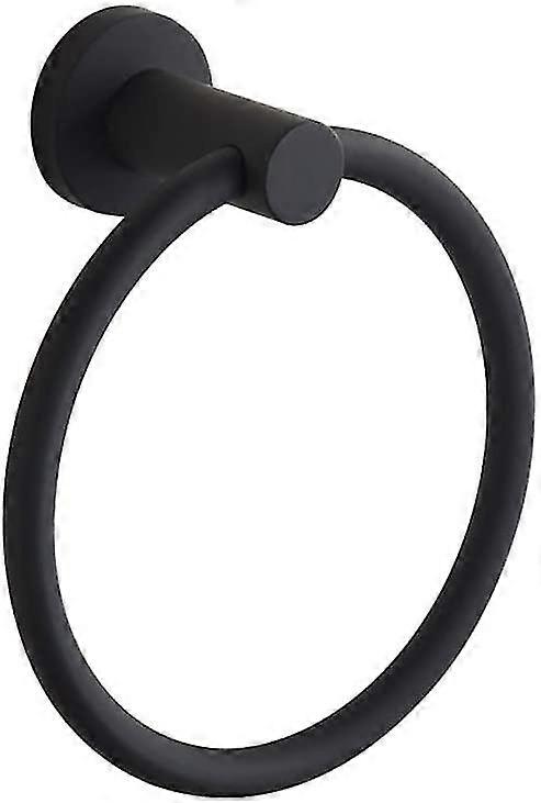 Black Rubber 304 Stainless Steel Towel Ring - Premium Bathroom Accessory, Modern Towel Holder, Rust-Resistant