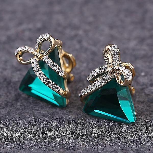 Austrian Crystal Triangle Earrings [green]