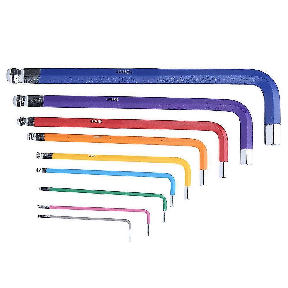Colourful Type E Extended Spraying Plastics Hex Key Tools Set CRV Flat Head Hex Socket Wrench Set