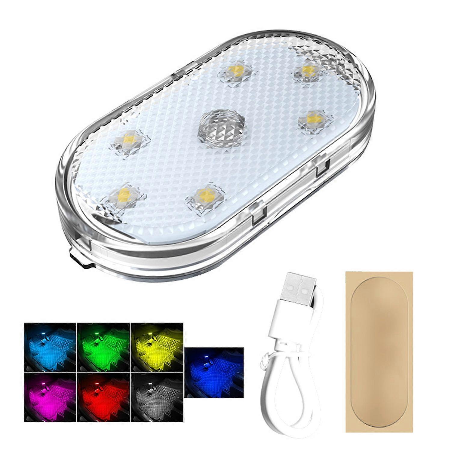 7 Colors RGB Car Ambient Light Punching Free Self-adhesive Magnetic Suction Touch Switch USB