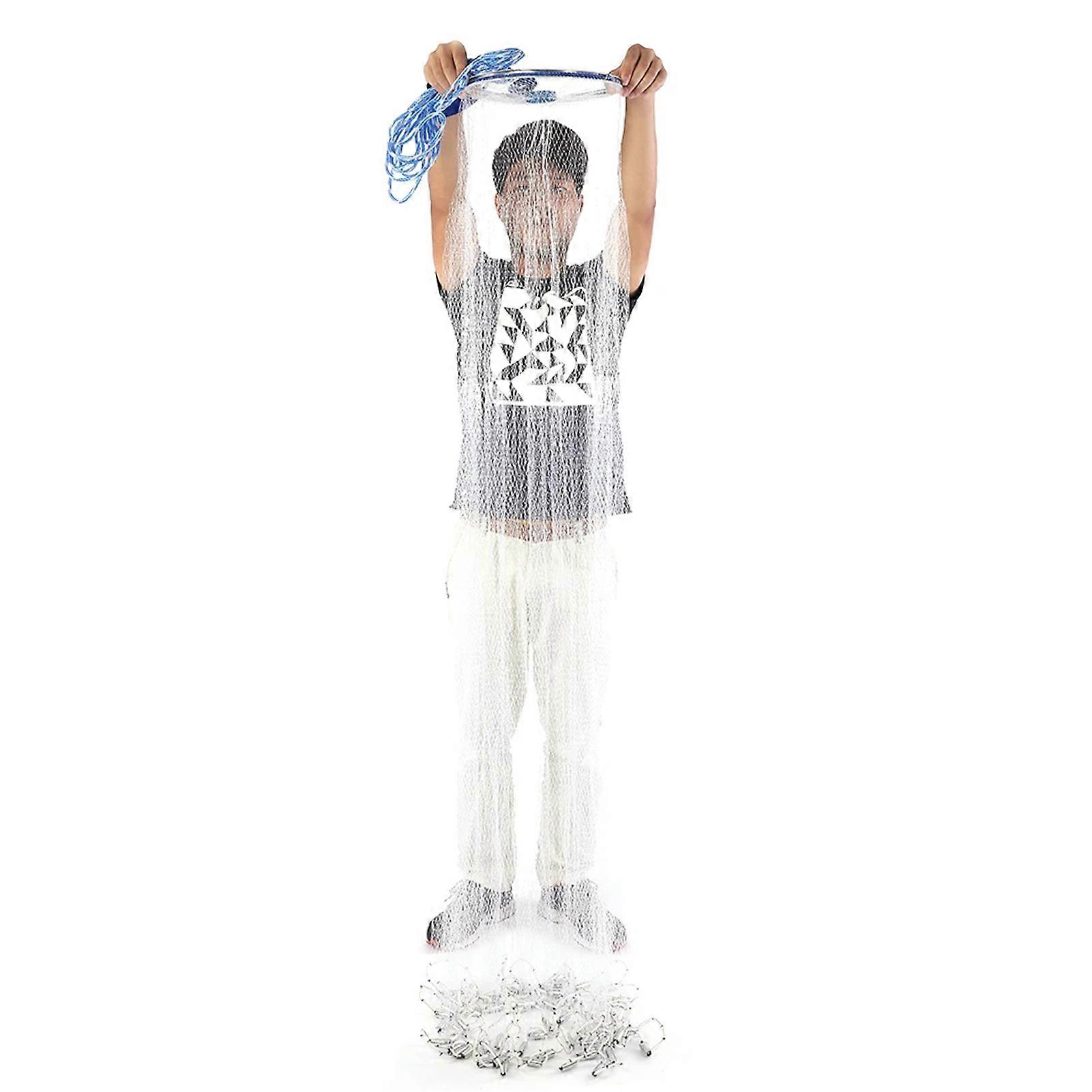 American Style Fishing Cast Net with Aluminum Flying Discs Fishing Net for Shallow Sea Water