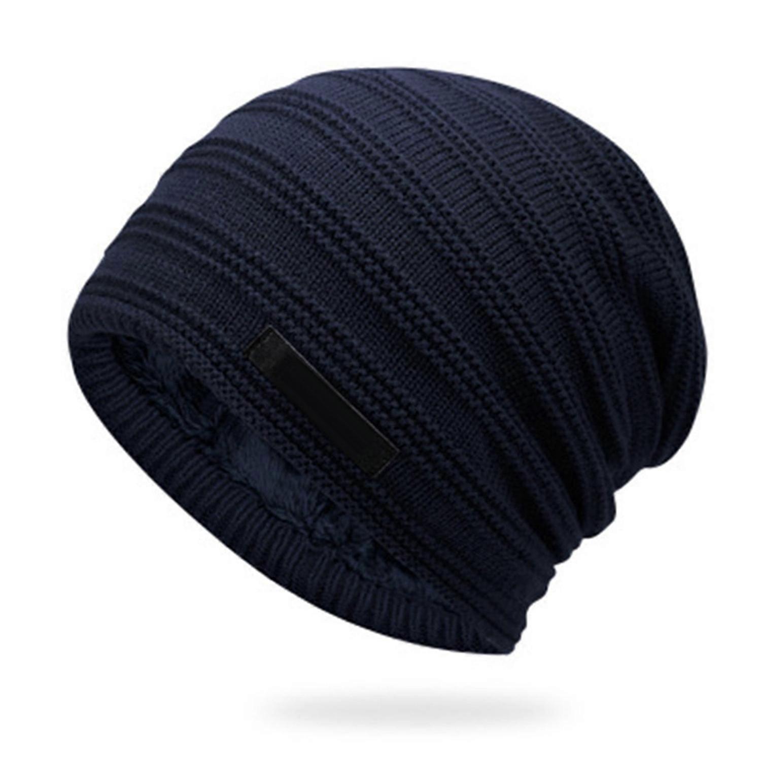 Fall Winter Unisex Piled Hat Baggy Solid Color Knitted Elastic Keep Warm Good Elasticity Thermal