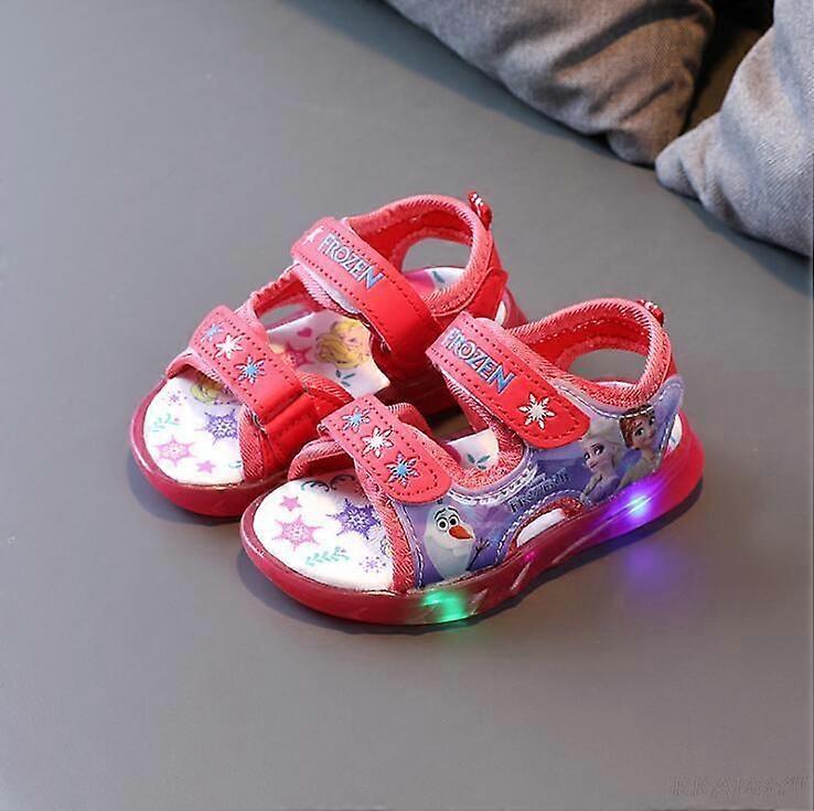 Children Sandals Girl Princess Sandal Frozen Elsa Summer Breathable Luminous Kids Girls Sports Sandals Shoes