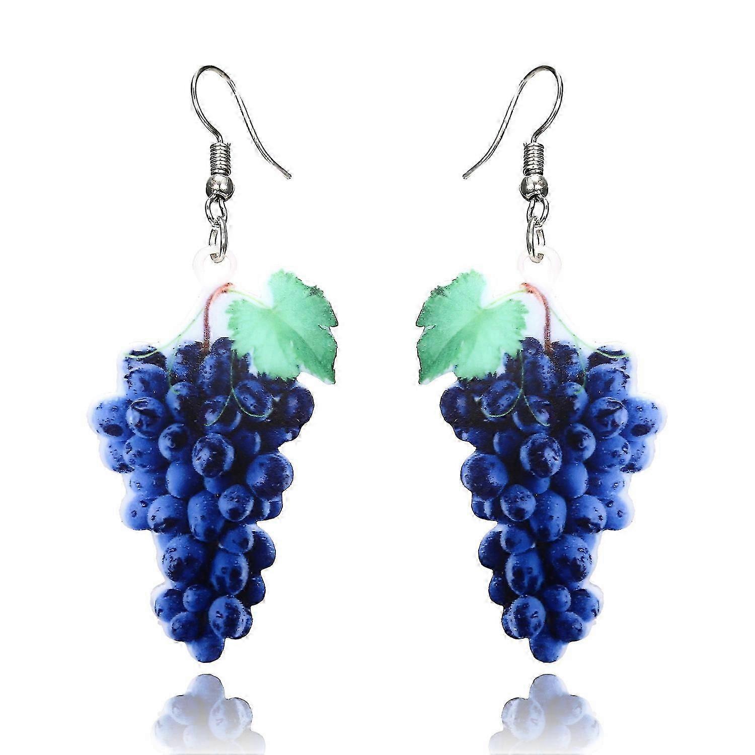 Orecchini in argento pendenti con ciondolo uva blu