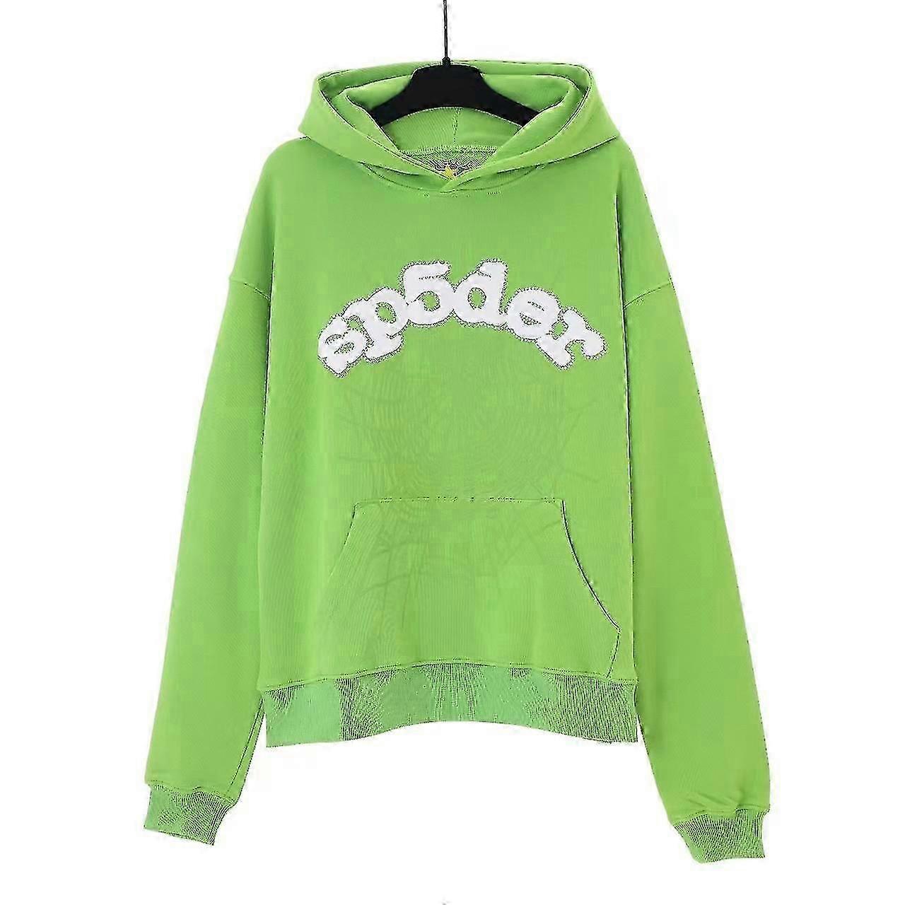 Conjunto Casual de Moletom com Capuz Masculino e Feminino Impresso em 3D Sp5der Hip -hop M verde com capuz