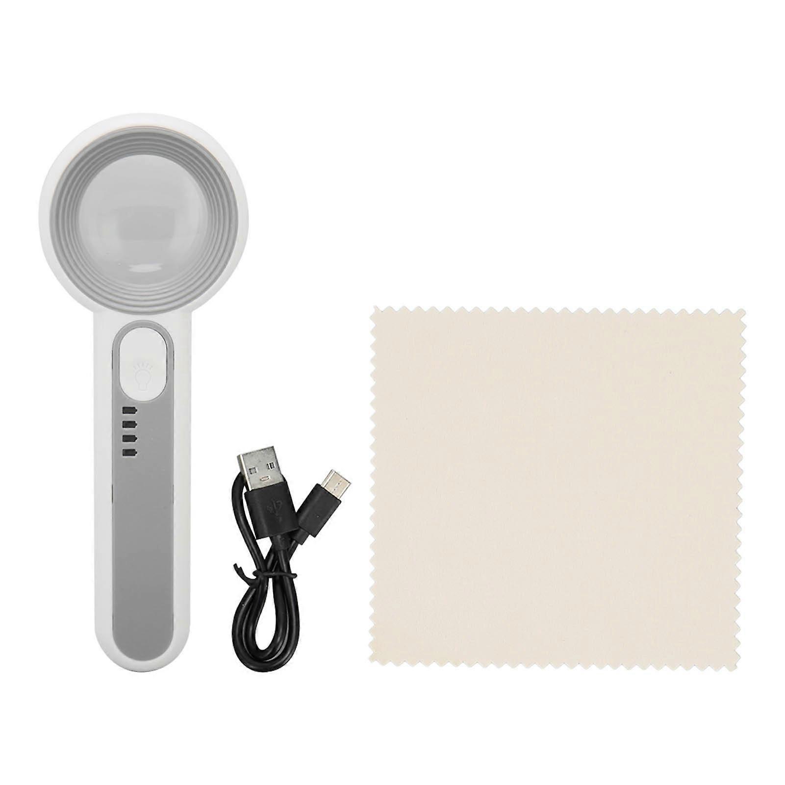 Rechargeable Magnifying Glass: 11X Handheld with 10 LED for Reading and Jewelry