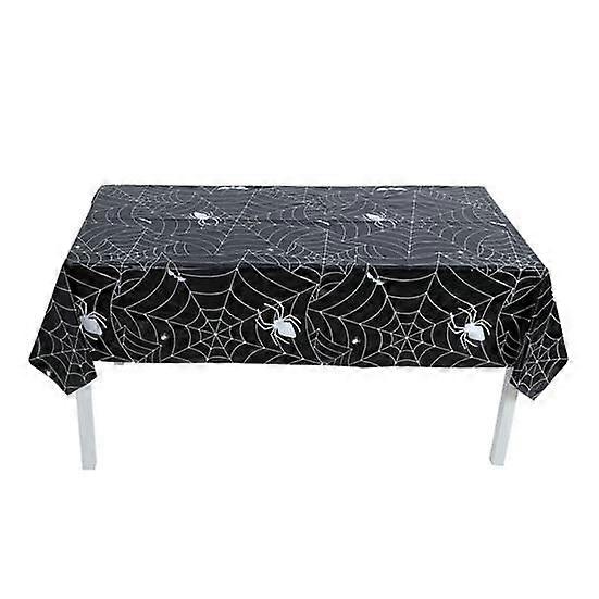 Halloween Spiderweb Tablecloth Waterproof Plastic Table Cover Rectangular Dining Table Cloth for Halloween Home Party Decor