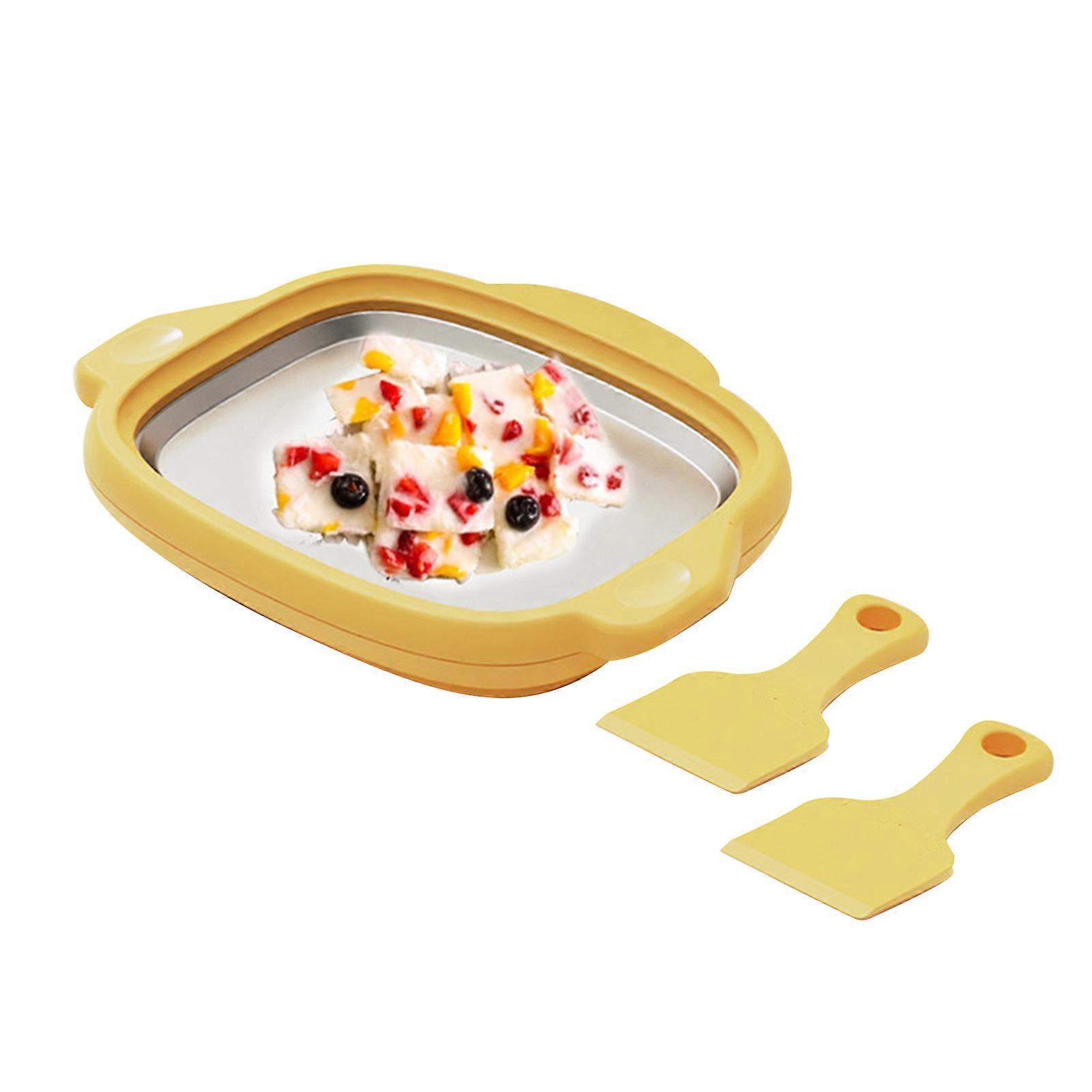 Rolled Ice Cream Maker Multifunction Innovative Efficient Small Frozen Yogurt Maker for Making Frozen Yogurt Rolled Ice Cream Yellow