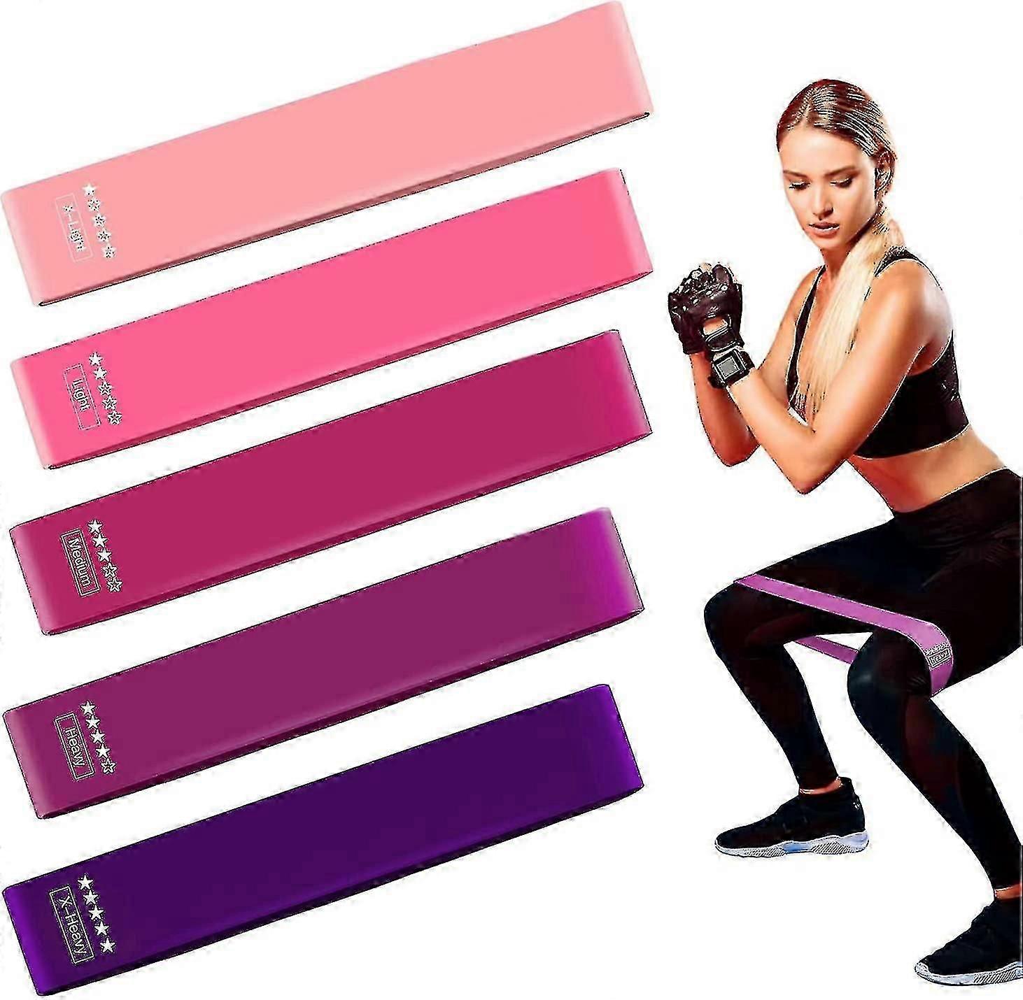 Fitness Bands Band Set Of 5 Exercise Band Resistance Bands Strength Training With Carry-c