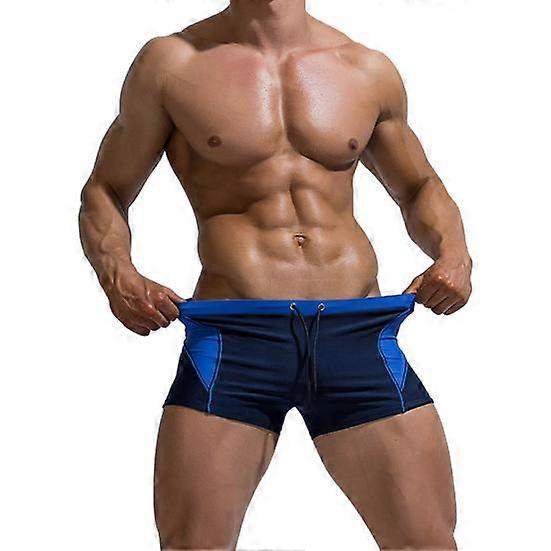 Men Swimming Trunks Drawstring Elastic Waist Quick Dry Slim Fit Contrast Color Low Waist Bathing Boxers Surfing Water Sports Swimming Shorts