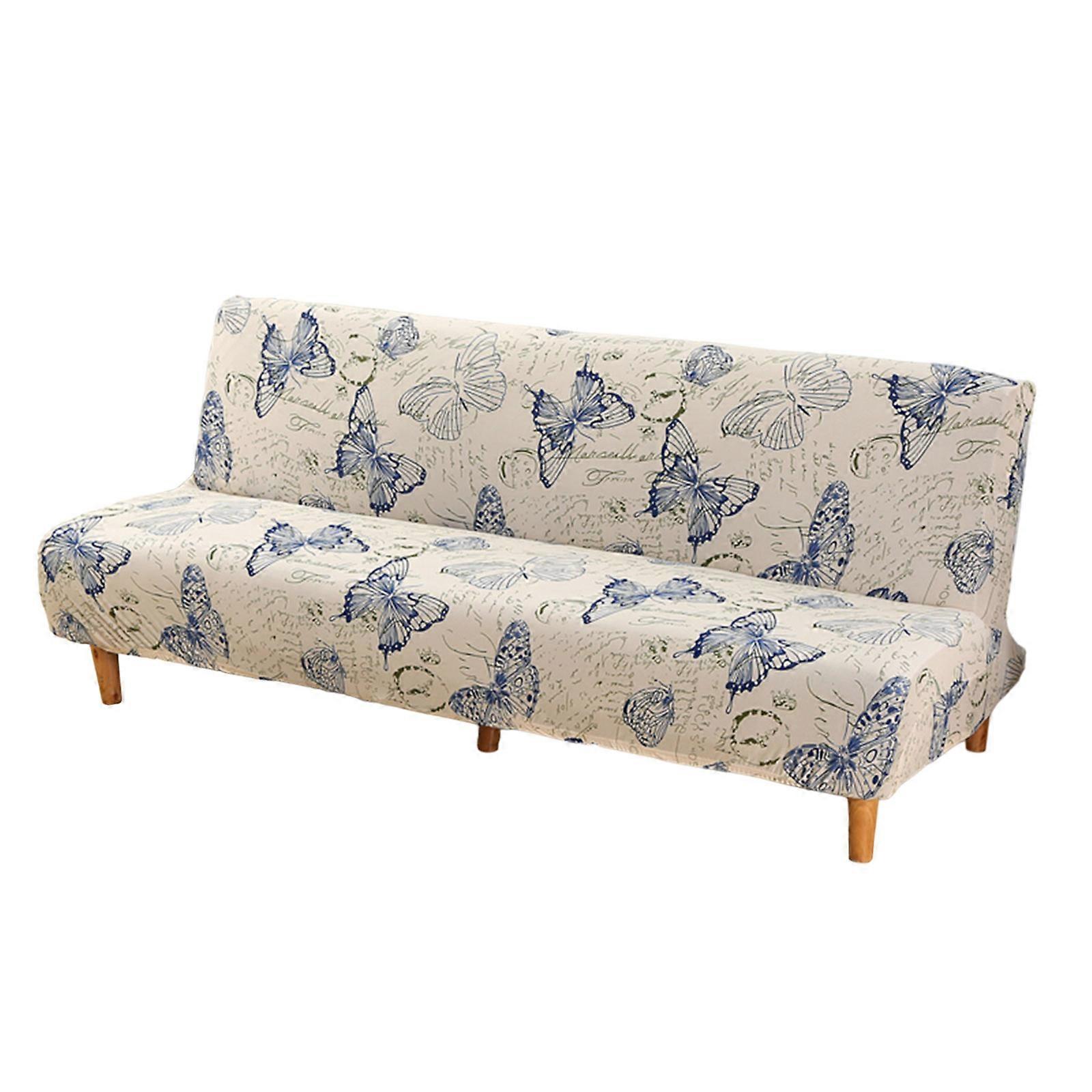 Space Efficient Folding Sofa Bed Slipcover Fabric Armless Sofa Sleeping Slipcover for Living Room and Office