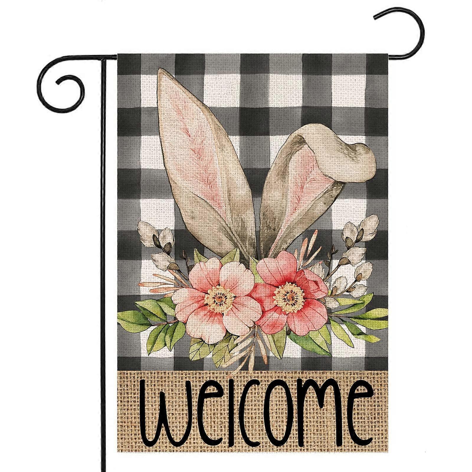 Double Sided Welcome Easter Garden Flag with Bunny Design 12x18