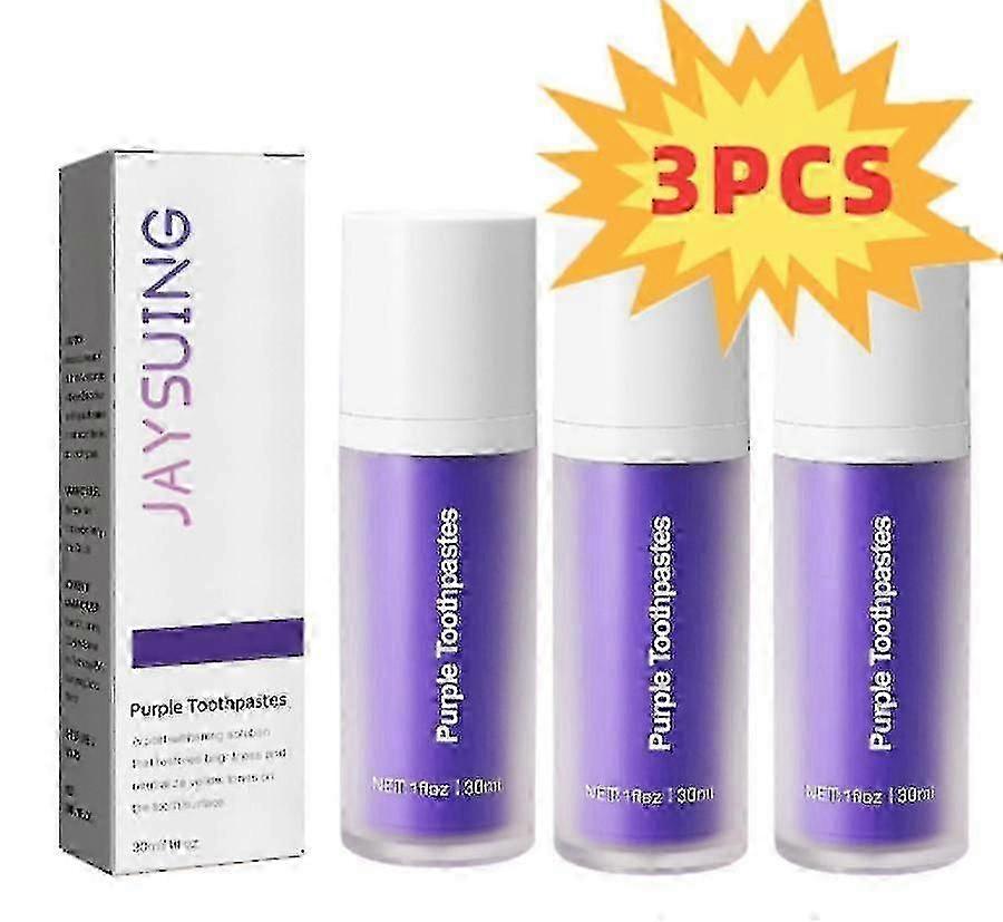 1τμχ Jaysuing Purple Teeth Whitening Toothpaste Καθαρίζει τους λεκέδες των δοντιών Στοματική Οσμή Φροντίδα Ούλα Λευκαντική Οδοντόκρεμα |