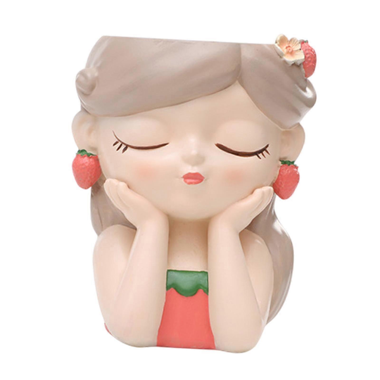 만화 소녀 화분 탁상용 화분 생일 선물 작은 수지 화분
