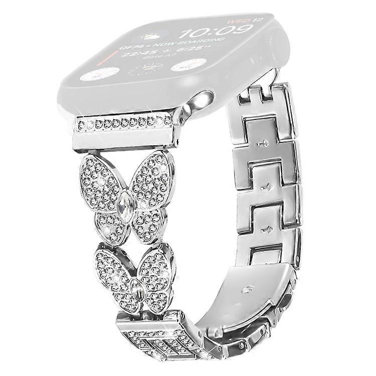 רצועת שעון תואמת ל-Apple Watch Series 10 Ultra 9 8 7 SE 6 5 4 3 2 1 46 מ"מ 49 מ"מ 45 מ"מ 44 מ"מ 42 מ"מ פרפר אבנים נוצצות תפאורה Si