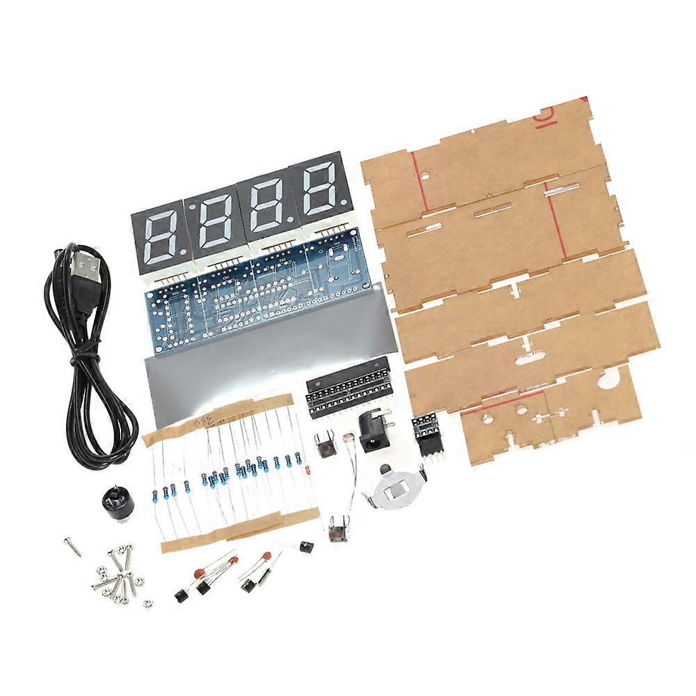 Display compatto a 4 cifre per orologio digitale a LED fai-da-te, controllo della temperatura, visualizzazione dell'ora della data con custodia trasparente