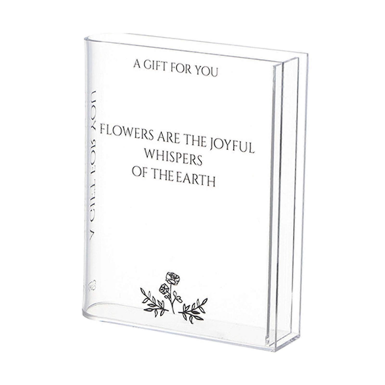 Acrylic Book Flowers Vase Rectangle Opening Decorative Transparent 7