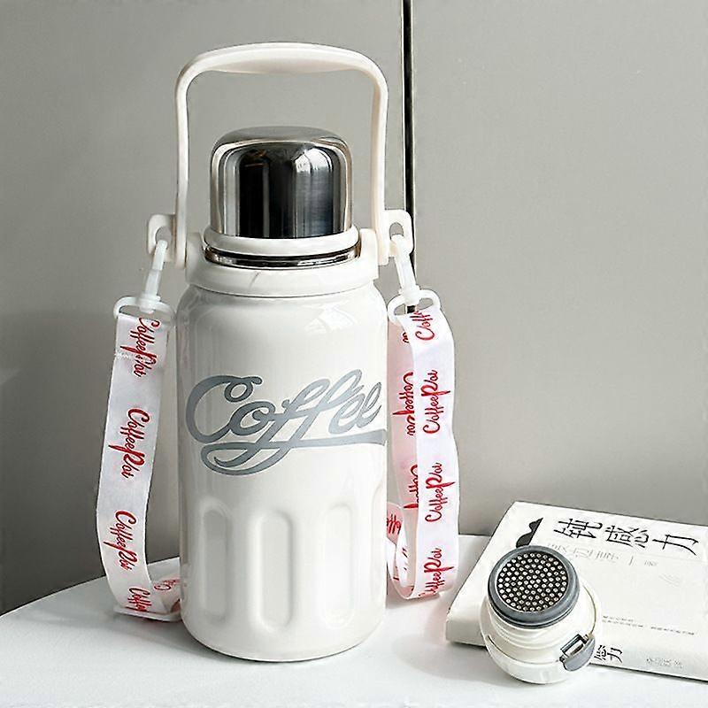 32oz Vacuum Insulated Stainless Steel Water Bottle with Cup Lid-White