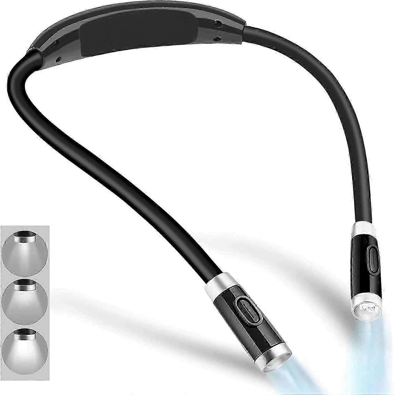 Rechargeable LED Neck Reading Light, Bed Reading Book Light, 3 Brightness Levels, Flexible and Soft Silicone Arms, Comfortable Wearing, Long-lasting D