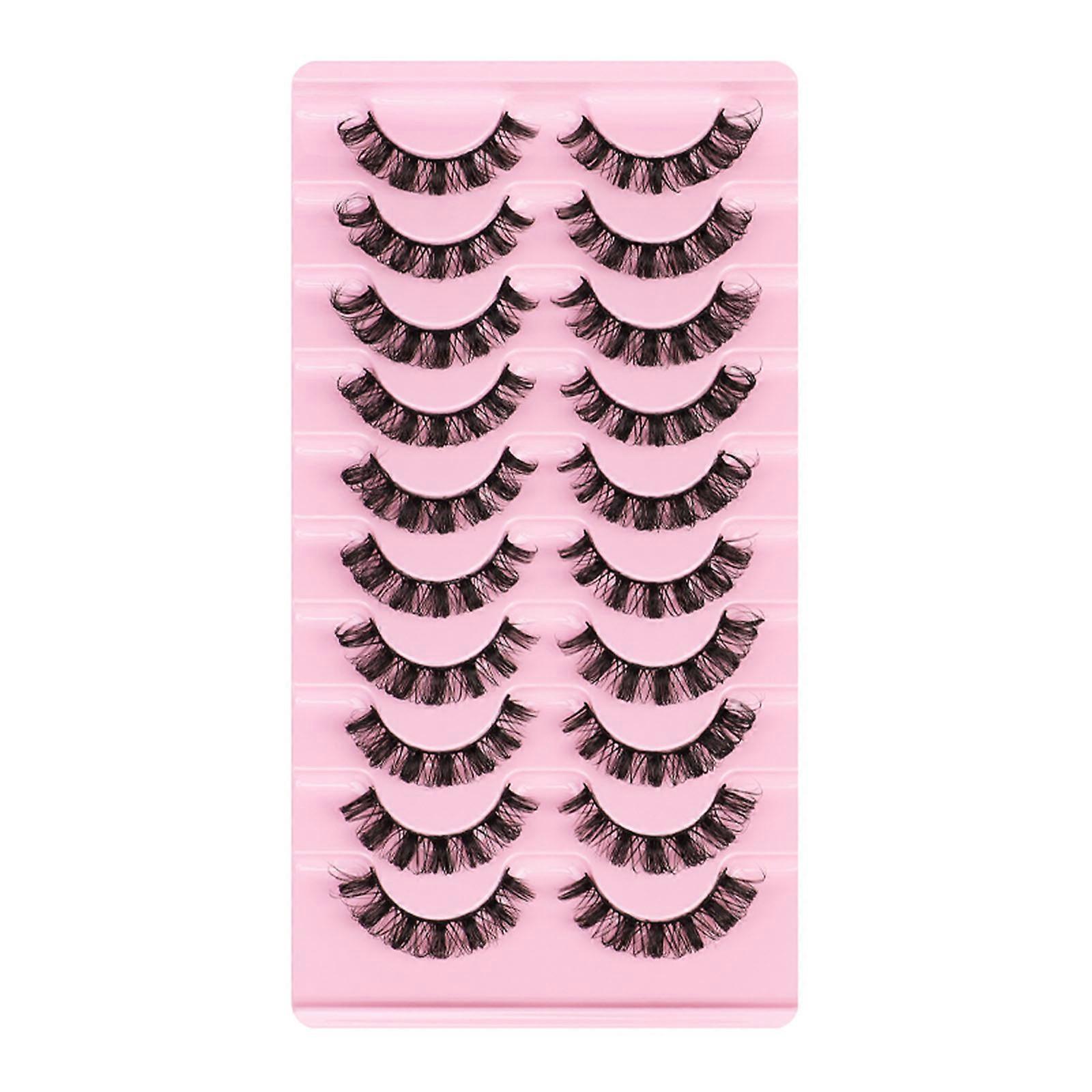 Fake Lashes Russian Strip Lashes D Curly Natural Fluffy Lashes Wispy False Eyelashes 3D Effect Faux Mink Lashes 10 Pairs