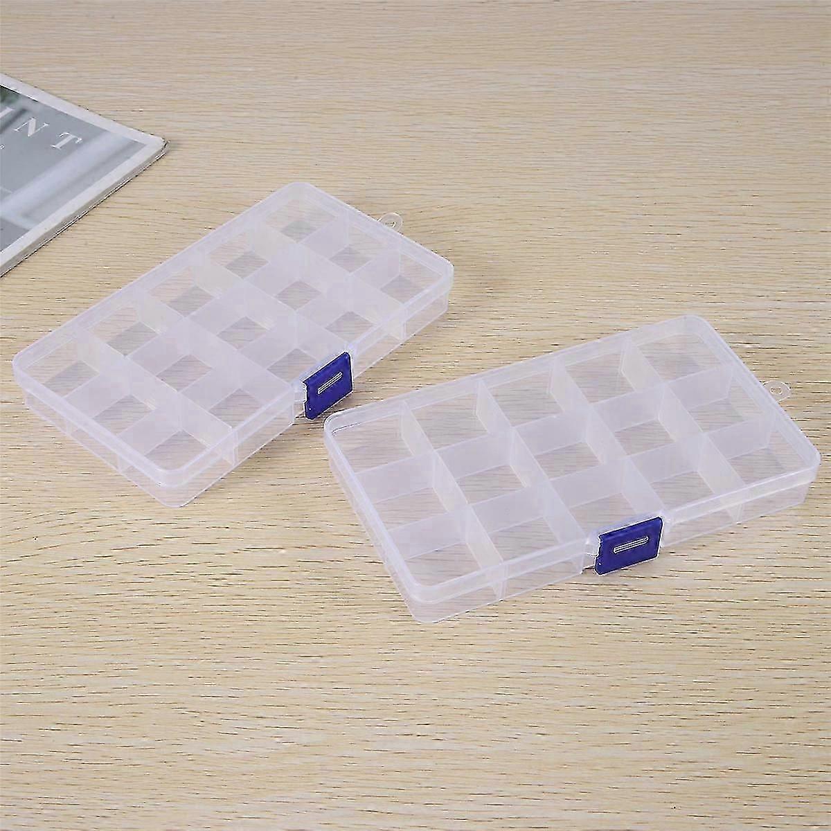 Πλαστικό κουτί οργανωτών, 2 πακέτο Clear Bead Organizer για κοσμήματα Αντιμετώπιση σκουλαρίκι Χάντρες χειροτεχνίας (15 πλέγματα) JN